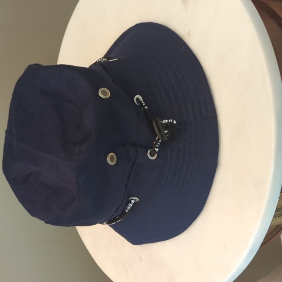 Navy Bucket Hat with Adjustable Strap Outside - Picture 3 of 4